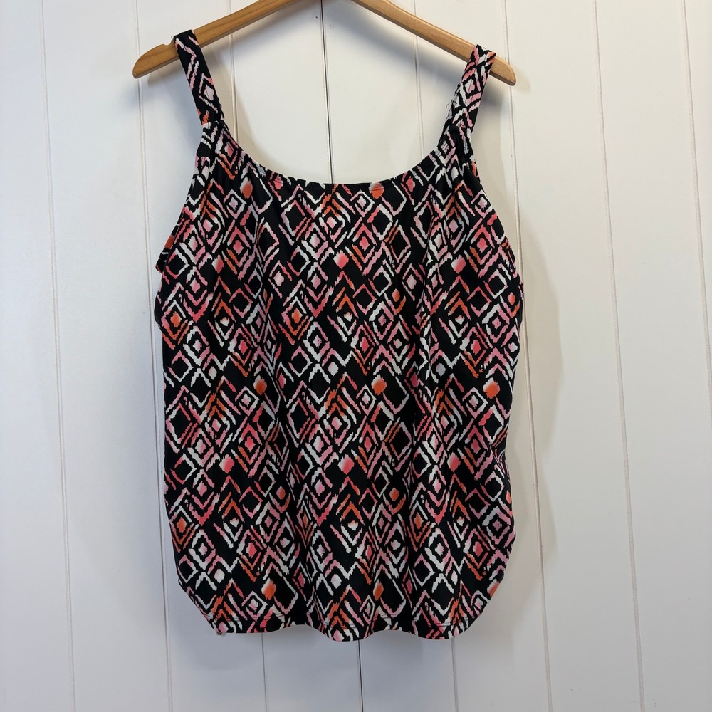 Catherine Summer Tankini Top Women Size 20W Geometric Resort Beach Vacation Swim